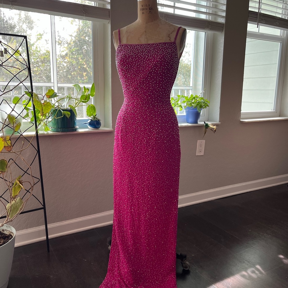 Elegant Pink Beaded Evening Gown Andretta Donatello Sz Medium Barbie